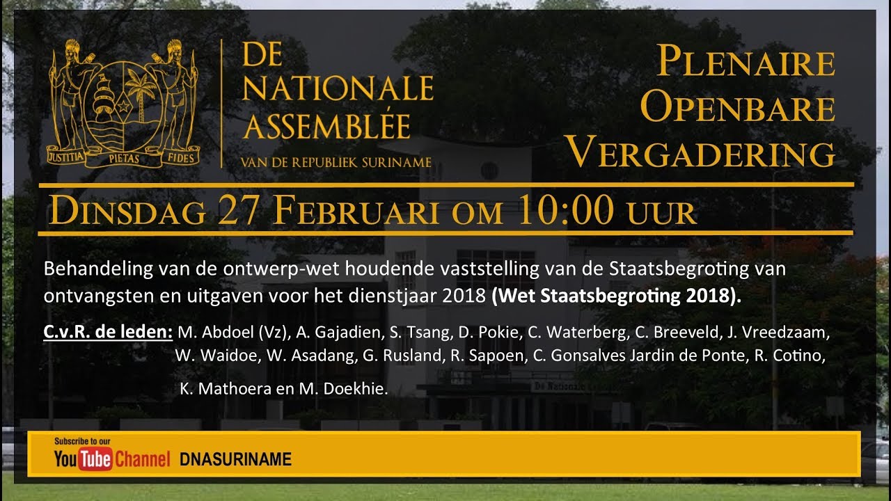 Plenaire Openbare Vergadering 27 Februari 2018 - YouTube