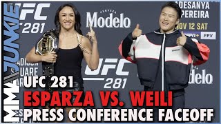 UFC 281: Carla Esparza vs. Zhang Weili Press Conference Faceoff