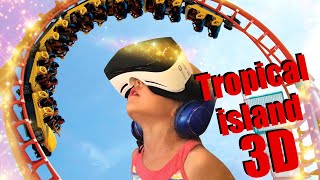 Epic roller coaster VR Oculus rift Tropical island Adventure in 3D For VR BOX or Google Cardboard