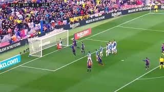 Messi amazing free kick - FCB vs ESP Panenka free kick