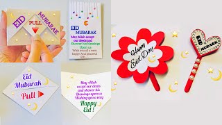 3 DIY Eid Mubarak card ideas🌙/Last minute card ideas for Eid🌙/ DIY White paper Origami Eid cards