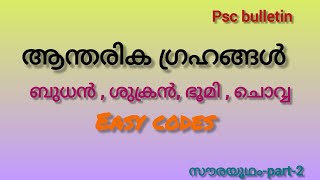 Inner Planets (ബുധൻ, ശുക്രൻ, ഭൂമി, ചൊവ്വ) #solarsystem #psccodes #psctricks #psc