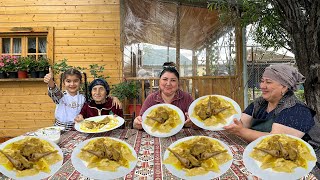 An ordinary day in the village! Azerbaijani khinkali recipe