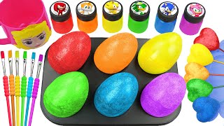 Satisfying Video DIY How To Make Rainbow GIANT EGGS & Spunki Finger Slimes Relax Hearts Candy ASMR