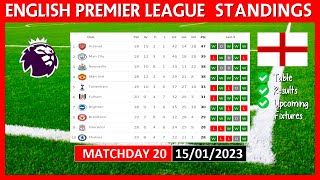 EPL TABLE STANDINGS TODAY 22/23 | PREMIER LEAGUE TABLE STANDINGS TODAY | (15/01/2023)