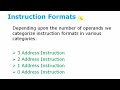 Various Instruction Formats | Zero  Address Instruction|3,2,1 Address Instructions