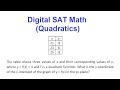 Digital SAT Math (Quadratics)