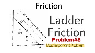 10. Friction | Problem#8 | Ladder Friction | Complete Concept | Most Important Problem