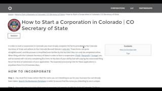 How to Start a Corporation in Colorado | CO Secretary of State
