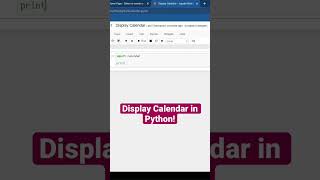 Display Calendar in Python! (SUPER EASY!) #shorts #python #programming #coding