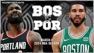 Boston Celtics vs Portland Trail Blazers  Game Highlights | Mar 11 | 2024 NBA Se