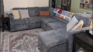HONBAY Sectional Sleeper Sofa with Pull Out Bed, Corduroy L Shaped Couch with Storage Review