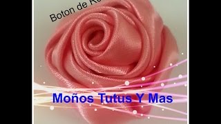 BOTON DE ROSA Paso a Paso RIBBON ROSE BUD Tutorial DIY How To PAP Video 22