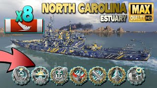 Battleship North Carolina: 8 ships destroyed - World of Warships
