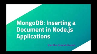 MongoDB: Inserting a Document in Node.js Applications