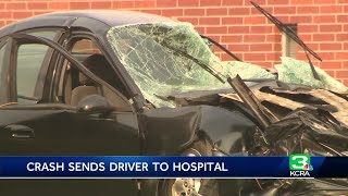Driver hospitalized after crash in Sacramento County
