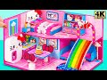 DIY Miniature Hello Kitty Cardboard House With Kitchen, Bedroom for a family ❤️ DIY Miniature House