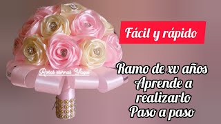 RAMO DE XV SUPER FÁCIL #manualidades #diy #rosas #tutorial#pasoapaso #misxvaños#ramos #rosaseternas