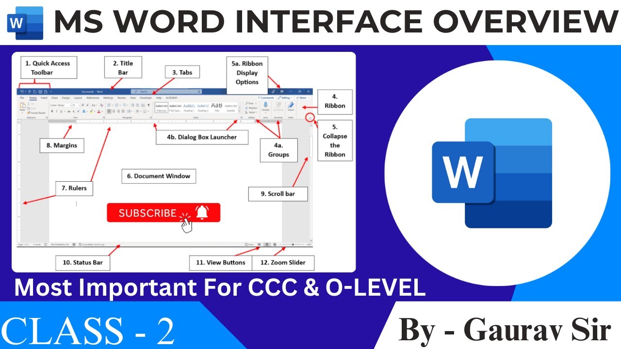 Ms Word Interface Overview Claas 02 Basic Featues Of Ms Word