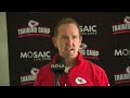 Defensive coordinator Steve Spagnuolo speaks at Chiefs training camp