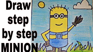 how to draw a minion step by step easy/easy kids drawing step by step/ kevin/bob minion #drawingzone
