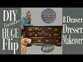 DIY Furniture Huge Flip - 8 Drawer Dresser Makeover