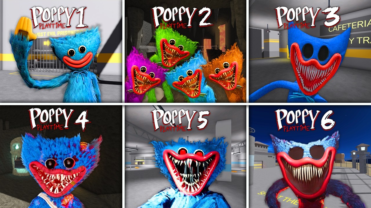 Evolution Of All Jumpscares New Huggy Wuggy Poppy Playtime 1 2 3 4 5
