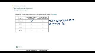 Using triangle inequality to determine if side lengths form a triangle