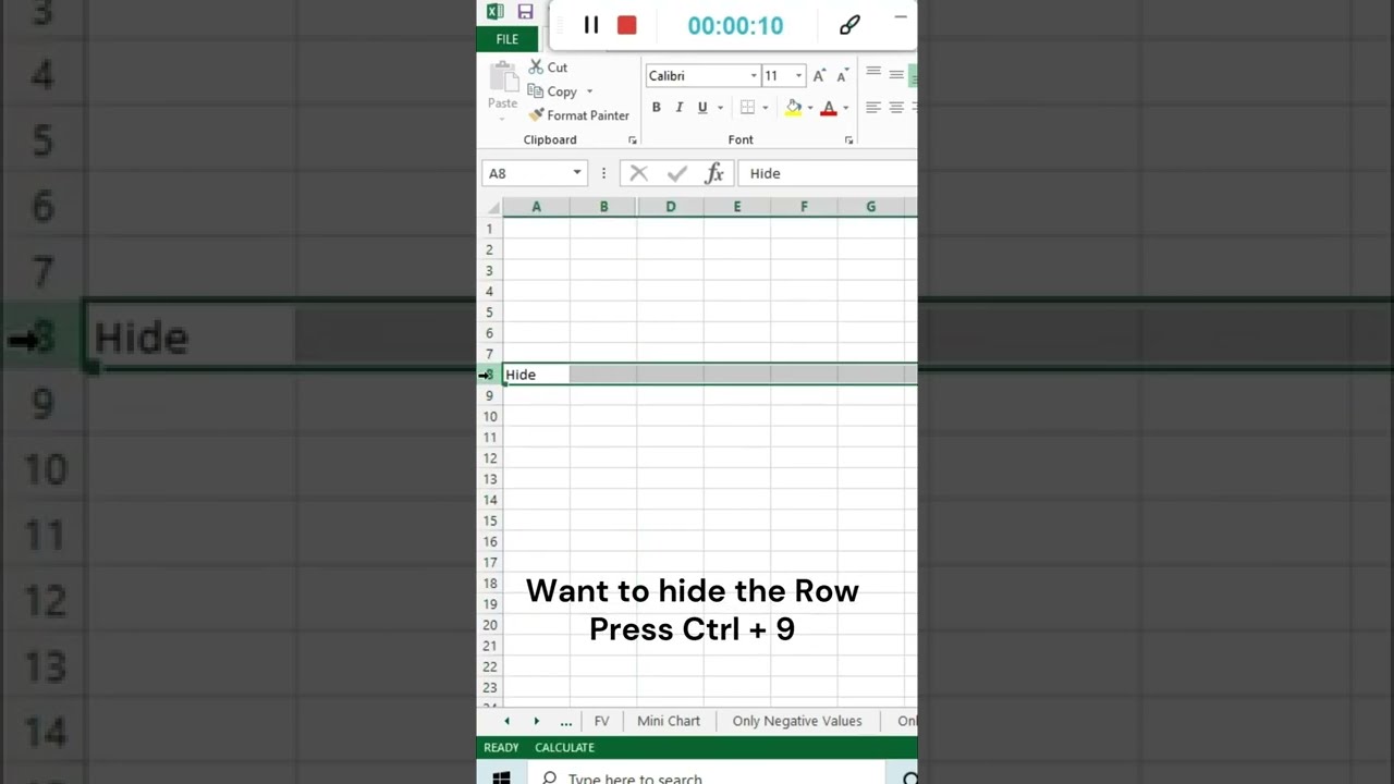 Сочетание клавиш Excel: как скрыть столбец и строку в Excel