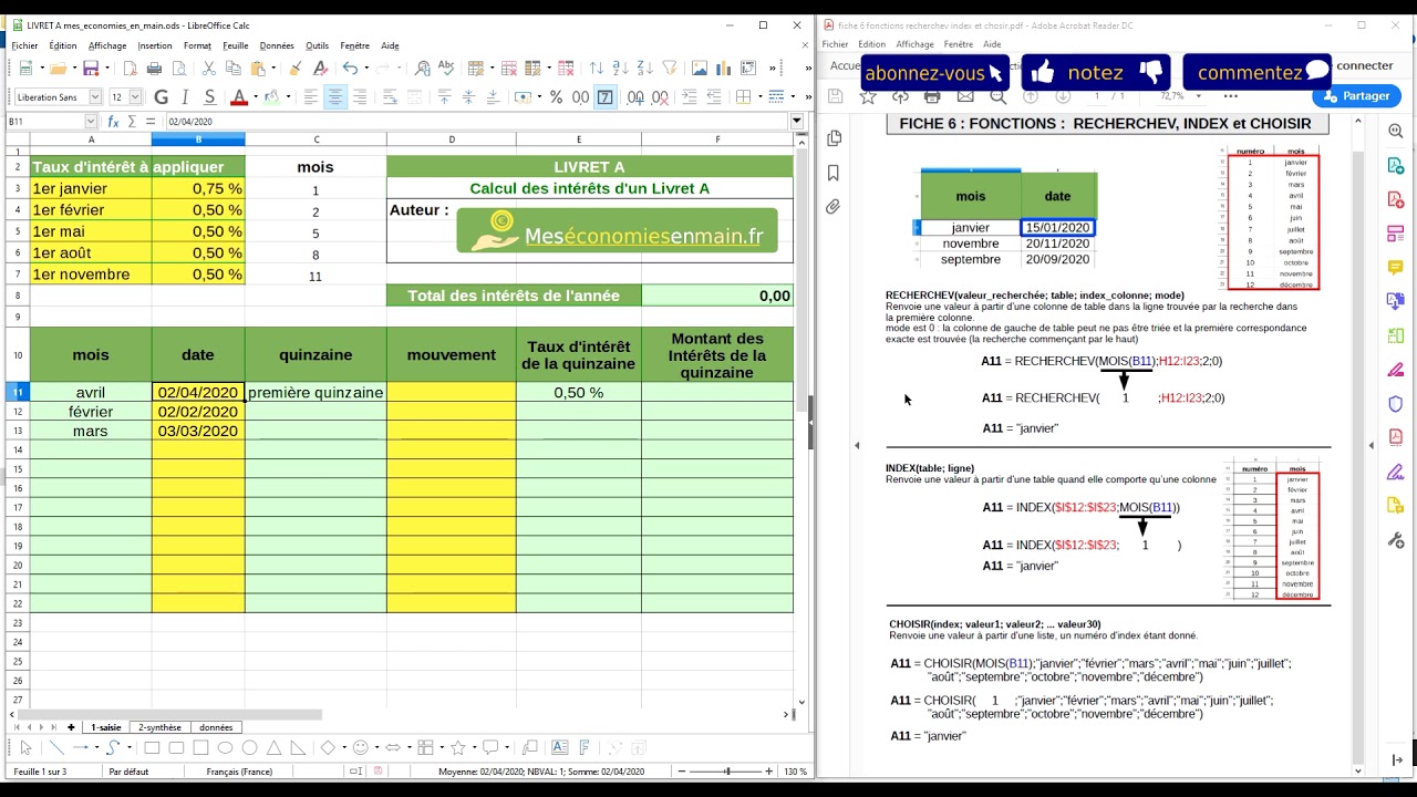 Créer Une Feuille De Calcul Sur Le Livret A : Fonctions RECHERCHEV ...