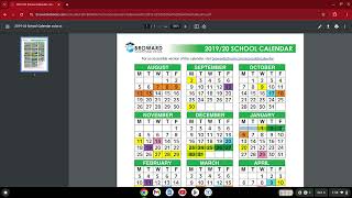 Broward Schools calendar 2019/20