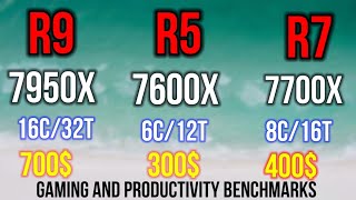 R5 7600X VS R7 7700X VS R9 7950X  RTX 3080 ON 1440P GAMING BENCHMARKS + PRODUCTIVITY TEST RYZEN 7000