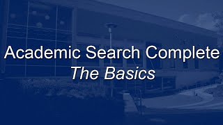 Academic Search Complete (New Interface)