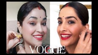 #sonamkapoor #bollywood #vogue Sonam Kapoor Vogue makeup tutorial 90s Bollywood beauty