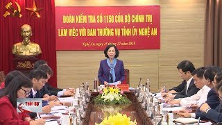 Đồng chí Trương Thị Mai làm việc với tỉnh Nghệ An