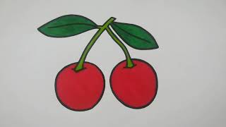 Drawing Cherry (Cherries) Step by Step l How to Draw Cherry