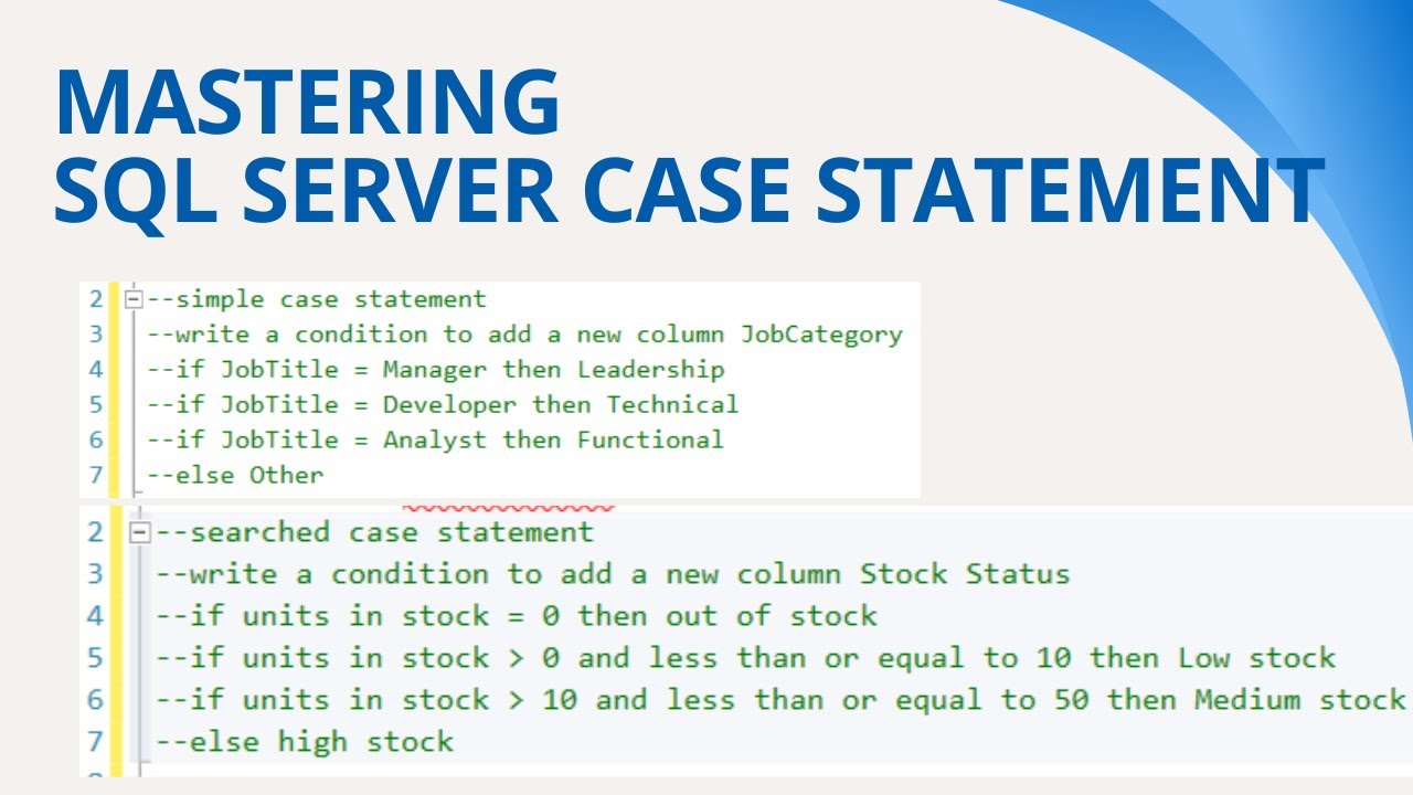 49 Mastering Sql Server Case Statement Youtube