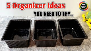 5 DIY Organizers you need to try with Plastic food containers | 5 Plastic food containers reuse idea