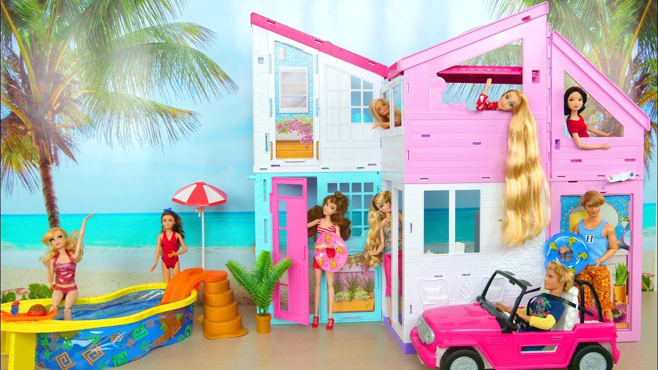 2019 New Barbie Malibu House Unboxing Assembly Casa Boneka باربي البيت ...