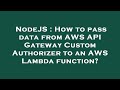 NodeJS : How to pass data from AWS API Gateway Custom Authorizer to an AWS Lambda function?