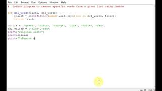 Python program to remove specific words from a given list using lambda