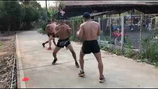 Muay Thai movement exercise with Yodwicha in Buakaw Village