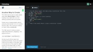 Javascript Objects 1 - What is an Object : Codecademy