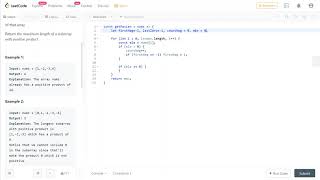 LeetCode 1567. [Medium] Maximum Length of Subarray With Positive Product