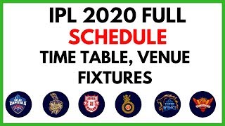 Vivo IPL 2020 Confirm Schedule Announces by BCCI | IPL 2020 All Match Time Table & Venue