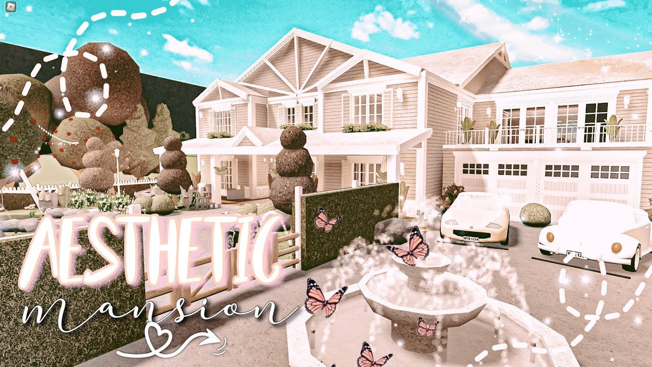 BLOXBURG Aesthetic Mansion 5 Bedrooms Speedbuild - YouTube