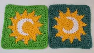 Crochet Sun and Moon Granny Square - Easier than You Think