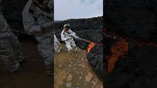 SCIENCE at the LAVA FRONT: SQEEZING the LAVA FLOW; Iceland Volcano Eruption, July 2023