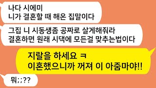 (톡톡드라마) 결혼할때 가지고 온 내 집을 시동생에게 공짜로 주라는 시모와 남편!! 지. 랄을 하세요 ㅋ 이혼했으니까 끄지세여 이 아줌마야/사연라디오/네이트판/핫썰/카톡썰