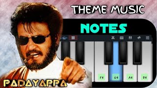 Padayappa BGM | theme music |  Piano notes